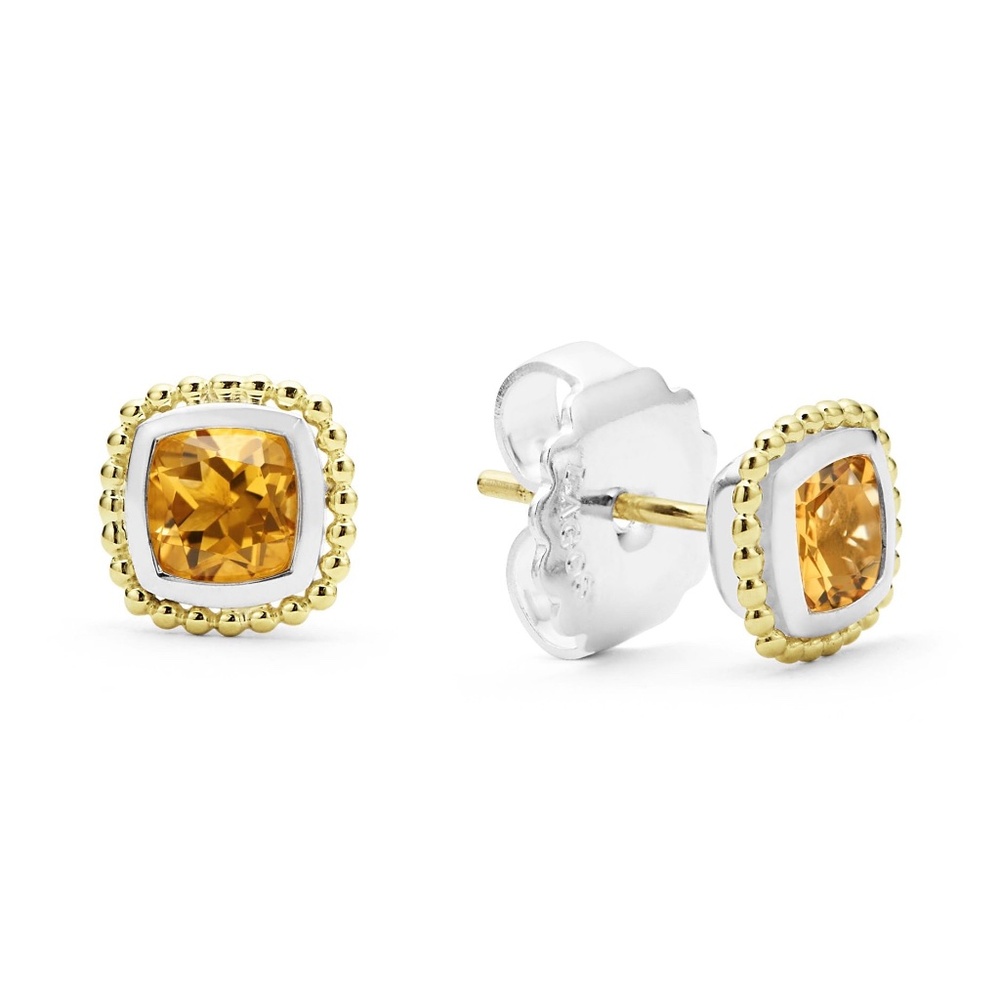 LAGOS Rittenhouse Two-Tone Citrine Stud Earrings in Sterling Silver & 18K Gold